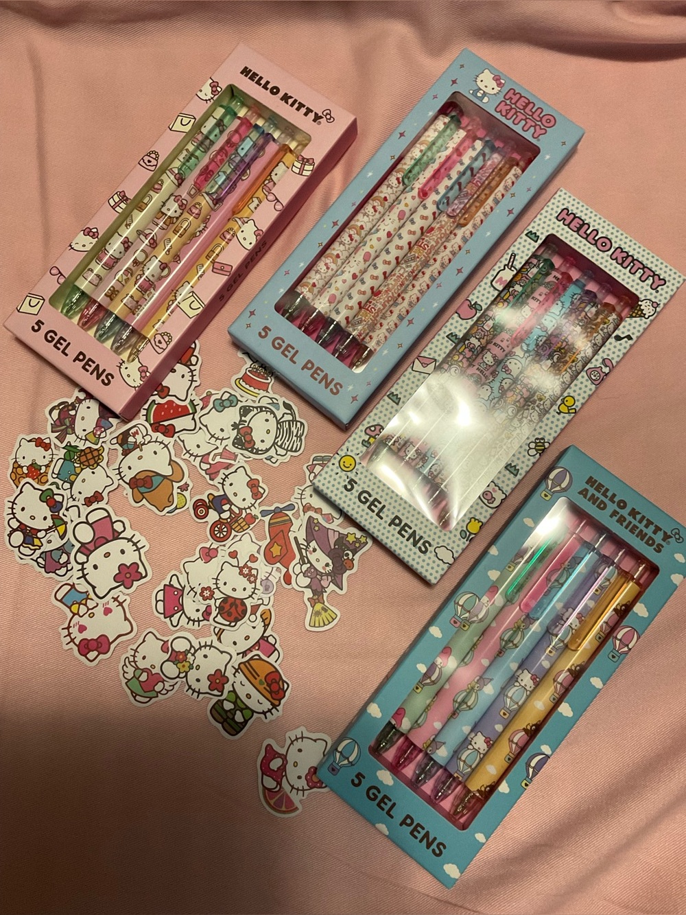 4 Boxes of Hello Kitty Gel Pens and 30 Small Hello Kitty Stickers